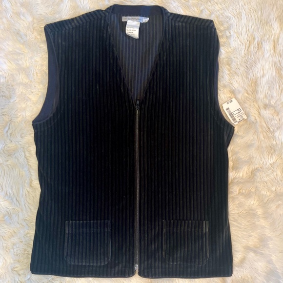 EMPORIO ARMANI NWT Ribbed Velvet Stretch, Front Zip Cotton Blend Vest Size L(&M) - Picture 6 of 11